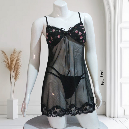 Babydoll de malla stretch